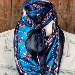 Paisley Wild Rag Scarf Blue Pink Purple Western